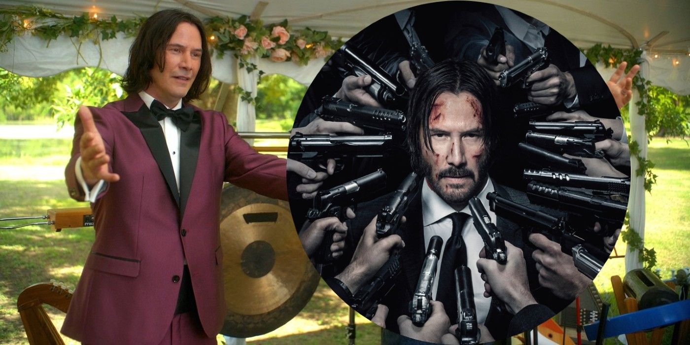 Keanu Reeves Hosted a John Wick Viewing Party for Bill & Ted 3 Crew