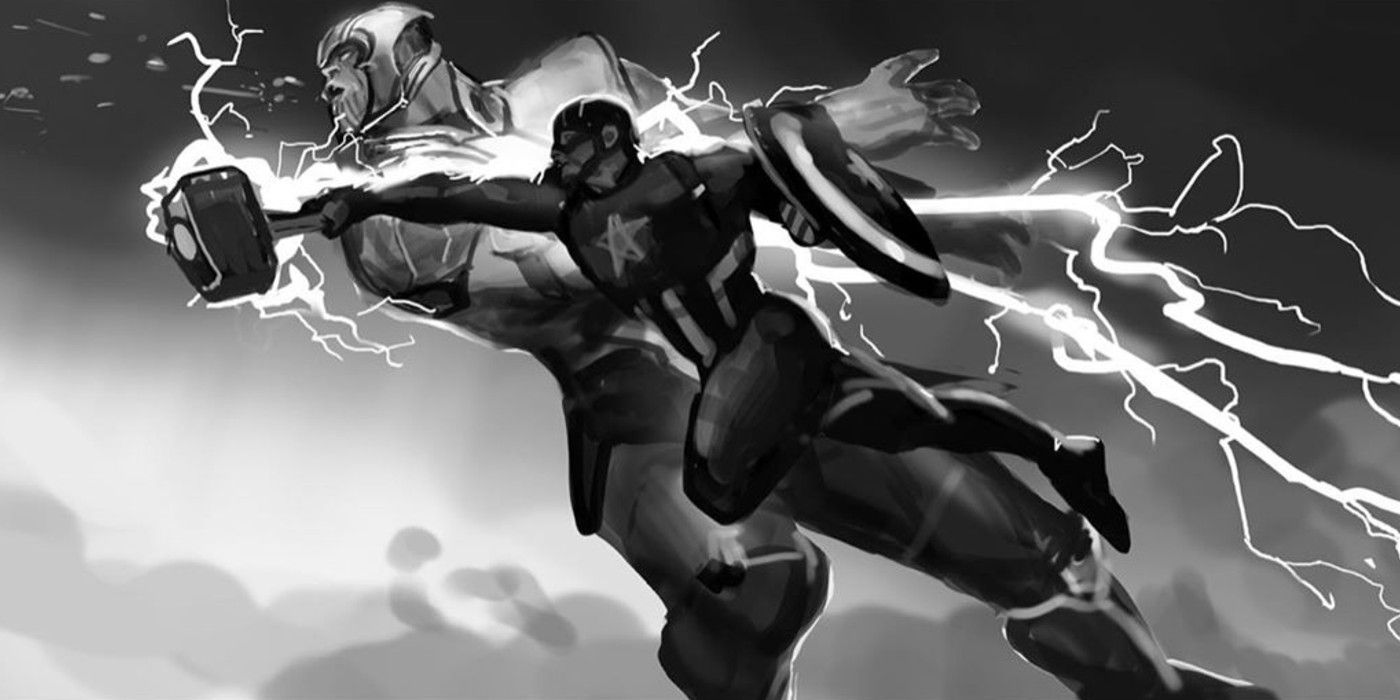 Avengers: Endgame Art Reveals Early Look At Captain America vs. Thanos Fight