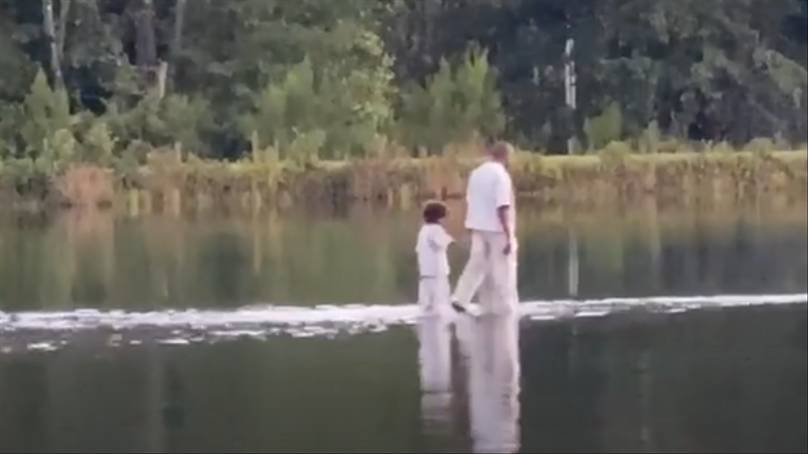 Kanye West ‘Walks On Water’ With Children During Sunday Service