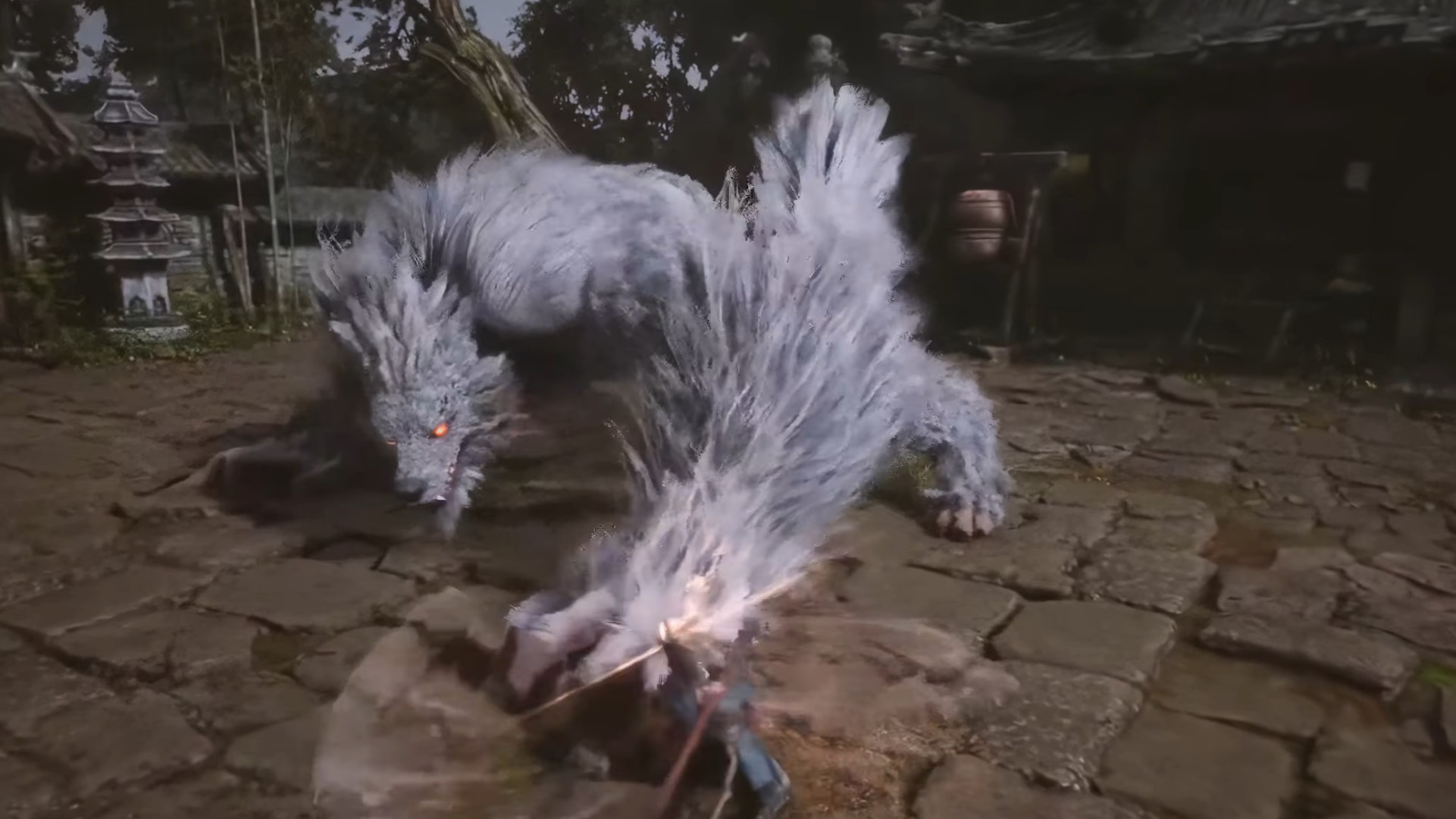 This Black Myth: Wukong boss fight shows a dozen monkey kings fighting a Bloodborne werewolf
