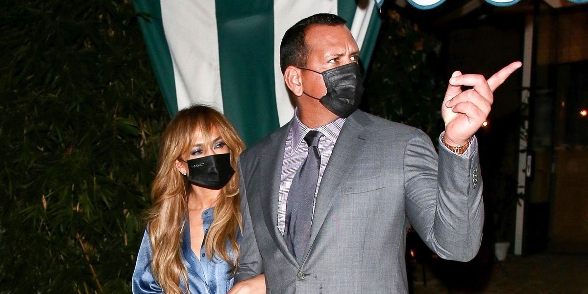 Jennifer Lopez Steps Out with A-Rod, Shows Off Fresh Wispy Bangs and a Blue Satin Suit