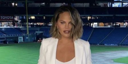 Chrissy Teigen Stuns in a Tiered Tulle Skirt and a Chloé Blazer