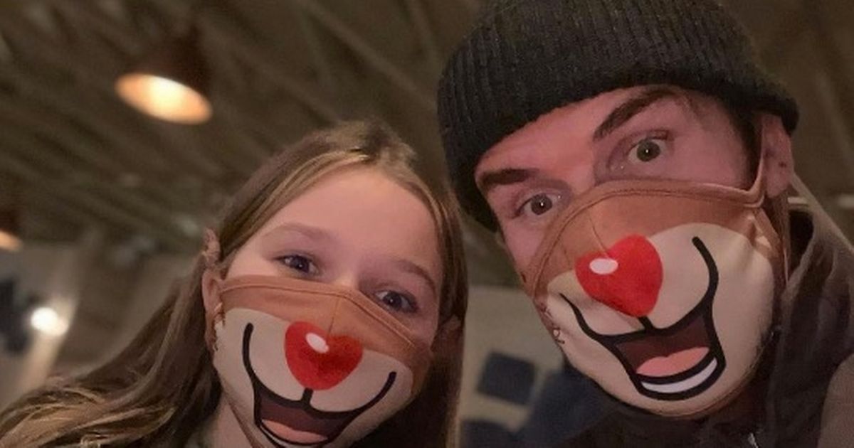 David Beckham and daughter Harper wear matching Rudolph face masks on Lapland trip
