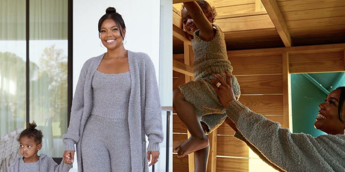 Gabrielle Union Twins with Her Two-Year-Old Daughter, Kaavia James Union Wade