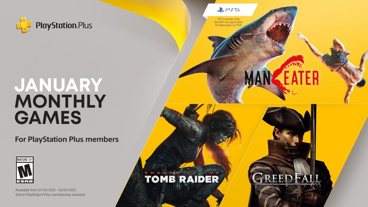 January’s PlayStation Plus games: Maneater, Shadow of the Tomb Raider, and Greedfall