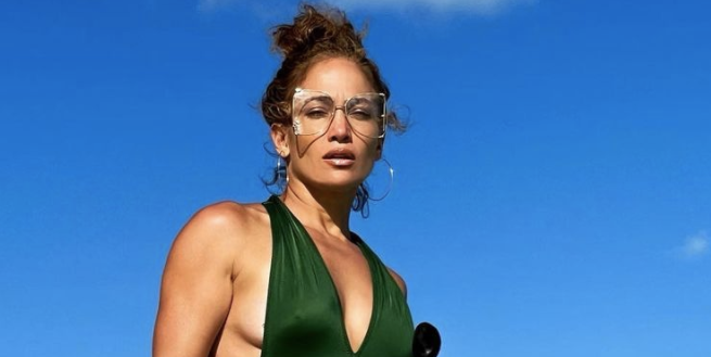 Here’s Jennifer Lopez Looking Like a Goddess in a High-Cut Halter One-Piece